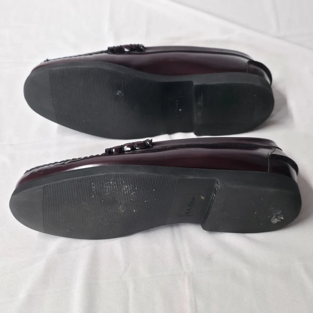 LL Bean Penny Loafers Mens 11.5 D Burgundy Leather Slip On 250943 Classic Preppy
